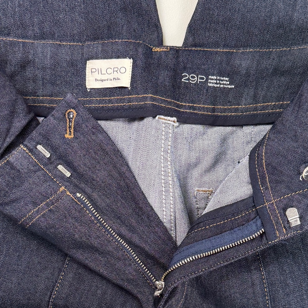 Anthropologie Pilcro Front Seam Cropped Jeans Dark Blue Size 29P Petite EUC - Picture 8 of 14